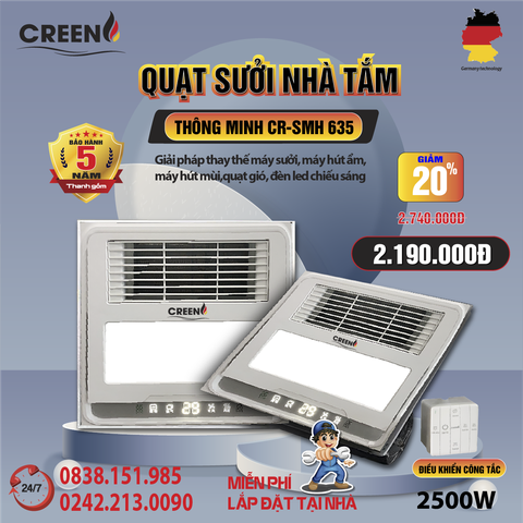 Quạt sưởi nhà tắm thông minh CREEN CR-SMH635