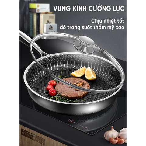 Chảo Inox chống dính - Nắp kính - 28cm Creen CR-NJA28IH