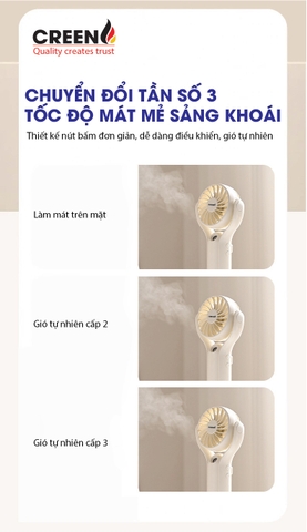Quạt tích điện phun sương cầm tay Creen CR-H20