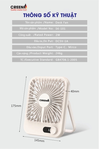 Quạt tích điện mini Creen CR-SK101