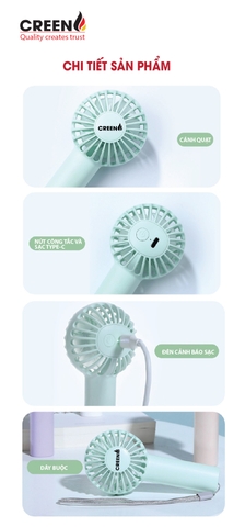 Quạt tích điện cầm tay CREEN CR-DC03