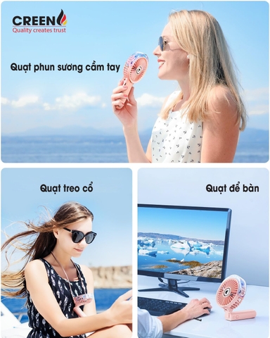 Quạt gập mini phun sương cầm tay CREEN CR-S5