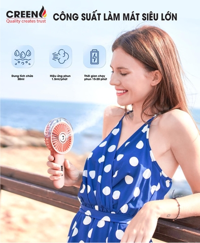 Quạt gập mini phun sương cầm tay CREEN CR-S5