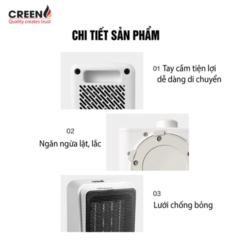 Máy sưởi gốm để bàn PTC cao cấp CREEN CR-H15C