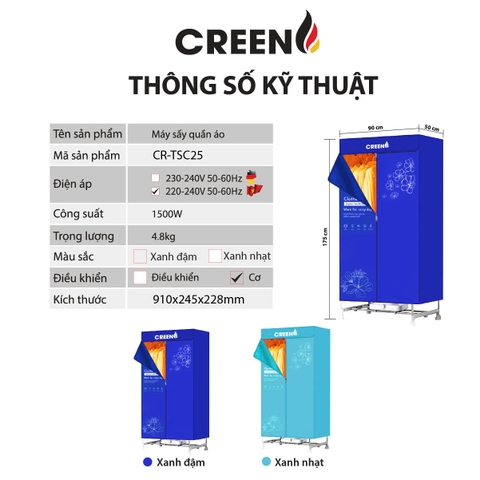 Máy sấy quần áo CREEN CR-TSC25