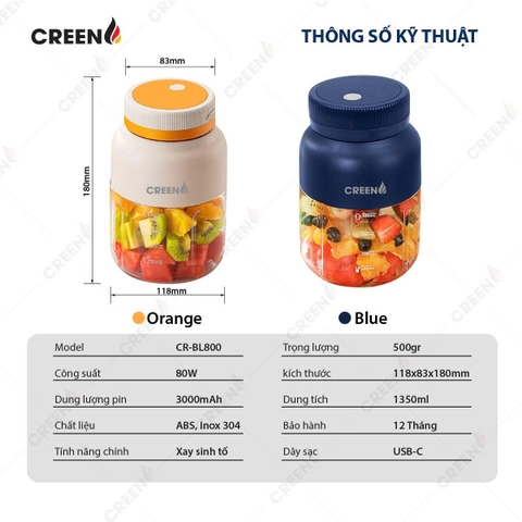 Máy sinh tố cầm tay CREEN CR-BL800