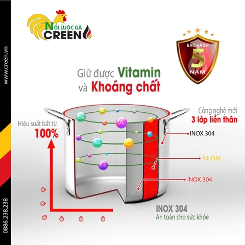 Nồi luộc gà 28cm Creen CR-S28