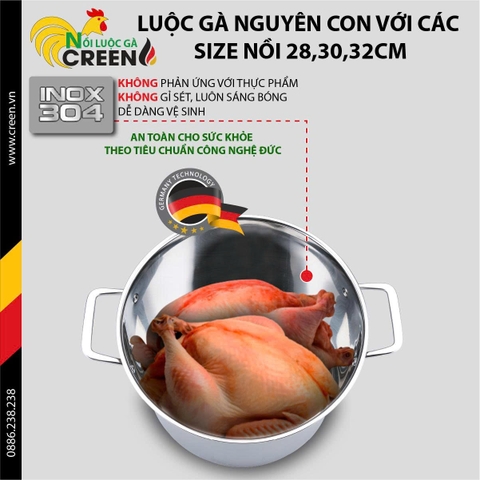 Nồi luộc gà 28cm Creen CR-S28
