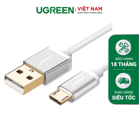 UGREEN Micro USB Data Cable (Aluminum case with Braid) 2M (White) Default Title 30657