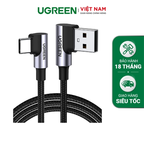 UGREEN Angled USB 2.0 A to Type C Cable Nickel Plating Aluminum Shell US176 20855