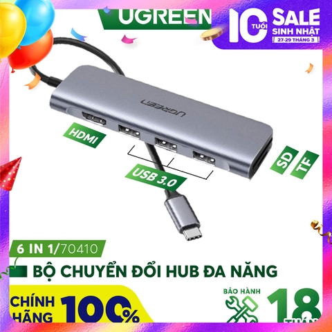 Type C to HDMI +USB 3.0*3 + SD/TF  Converter Without PD Gray 70410
