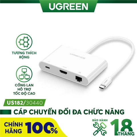 USB Type C to HDMI(4K2K) + USB 3.0 + USB 2.0 + RJ45 10/100Mbps Ethernet + USB Type C with Power Deli 1M 30440