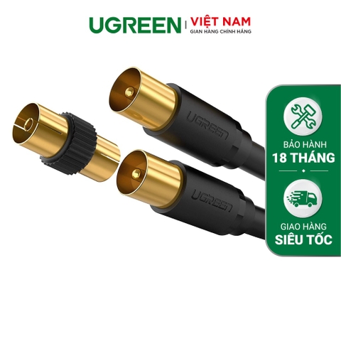 UGREEN 9.5 M/M TV Cable with 9.5 F/F Adapter 1m SP102 20968