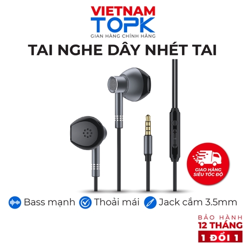 Tai nghe nhét tai có dây TOPK F35 - Âm thanh Stereo Hifi - Jack cắm 3.5mm - Hàng chính hãng - Bảo hành 12 tháng 1 đổi 1