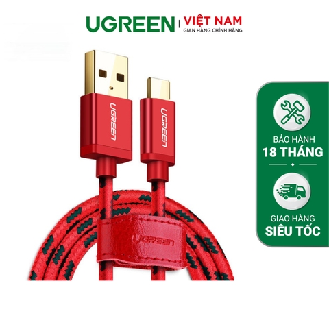 USB20 to micro USB data & charging cable with braid Red 40459