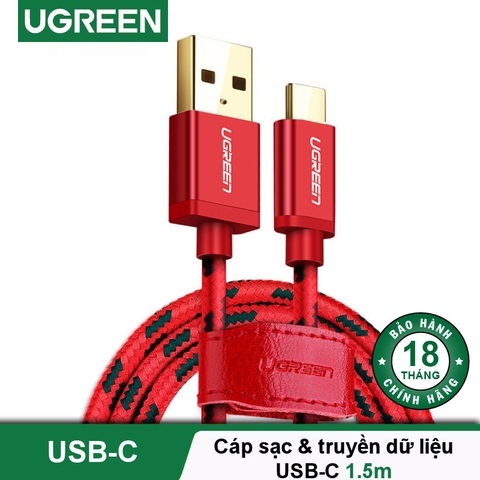 UGREEN USB 2.0 to Type C data & charging cable with braid 1.5M Red Default Title 40485