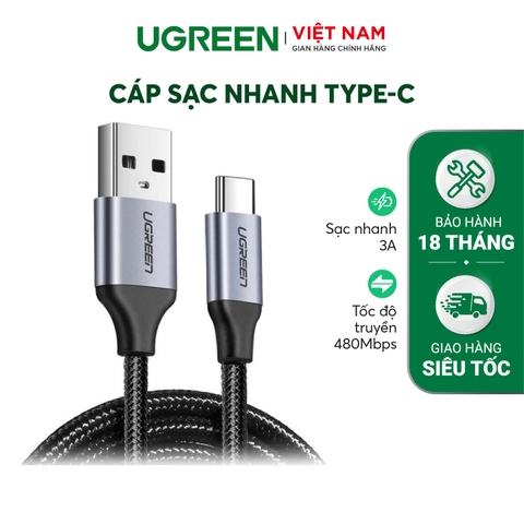 Dây USB 2.0 sang Type C mạ Nickel vỏ sợi bện 0.25M 60124