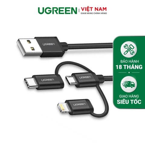 Dây đa năng USB ra micro USB + type c + Lightning ABS + TPE 1M 30462