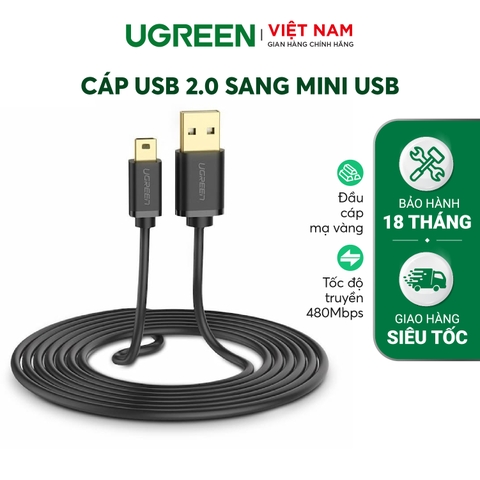 Dây USB 2.0 Mini USB mạ vàng US132 1.5M 10385