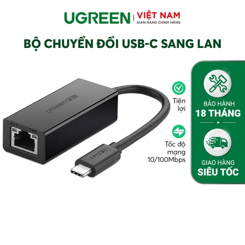 Card mạng USB 2.0 Type-C to Ethernet 10/100 Mbps vỏ nhựa ABS 30287 (15cm) 40cm 30287