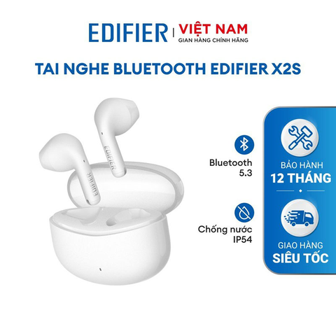 Tai nghe không dây nhét tai Bluetooth 5.1 nhét tai TWS EDIFIER X2s, dung lượng pin 420mAh, màu trắng,dải tần: 20Hz-20KHZ, công suất thu phát không dây dưới 60mW