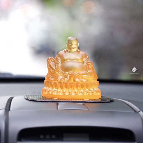 Tượng Đức Phật Di Lặc lưu ly vàng 10.5cm