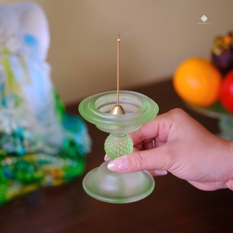 Lư hương cắm nhang lưu ly xanh ngọc