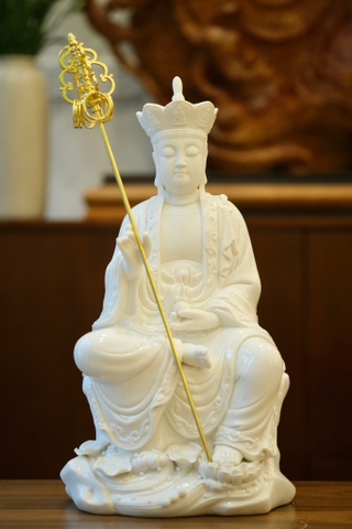 Tượng Địa Tạng Bồ tát y phước điền sứ trắng 40cm