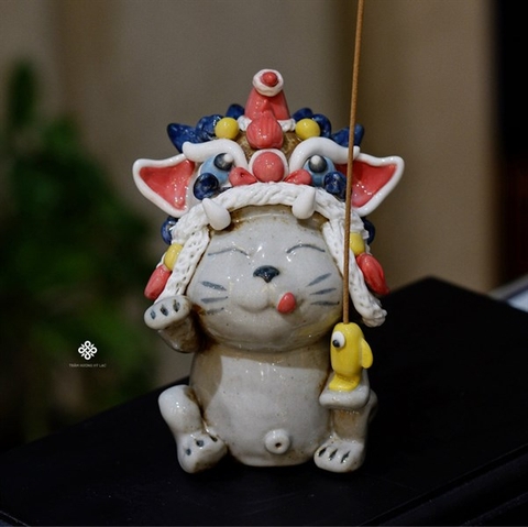 Lư gốm mèo chiêu tài chiêu lộc