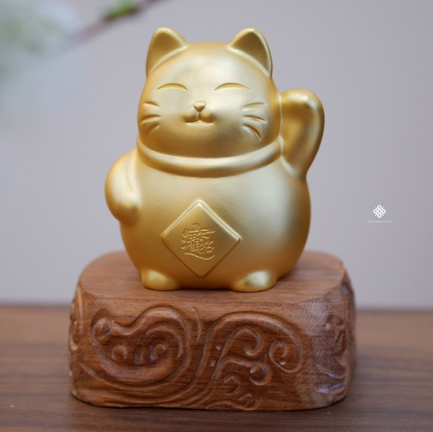 Mèo may mắn đồng mạ vàng 24k