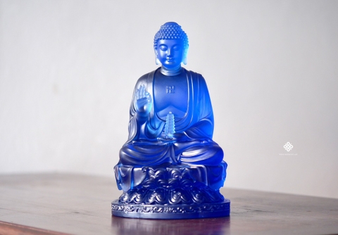 Tượng Đức Phật Dược Sư lưu ly xanh dương 30cm