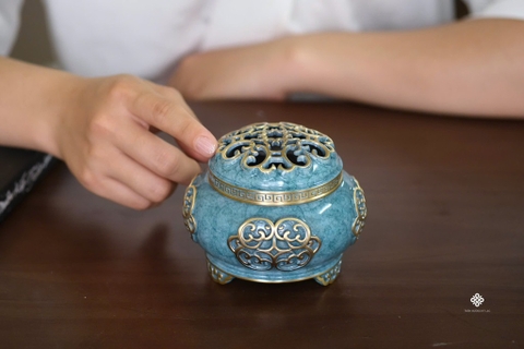 Lư đồng ngọc cát tường xanh dương