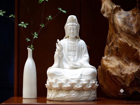 Tượng Quan Âm sứ trắng 30cm
