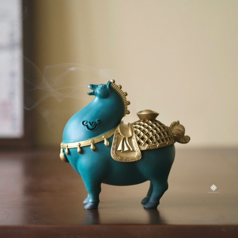 Lư đồng lộc mã xanh dương