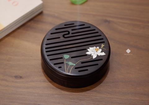 Lư bạch liên gỗ đàn hương tím khảm xà cừ