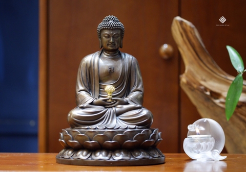 Tượng đồng Đức Phật A Di Đà nâu đậm