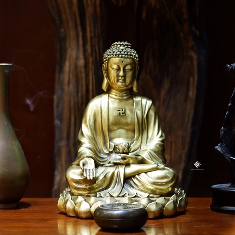 Tượng đồng Đức Phật A Di Đà vàng sáng