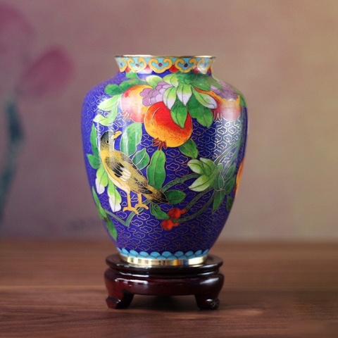 Chum đồng khảm pháp lam xanh dương