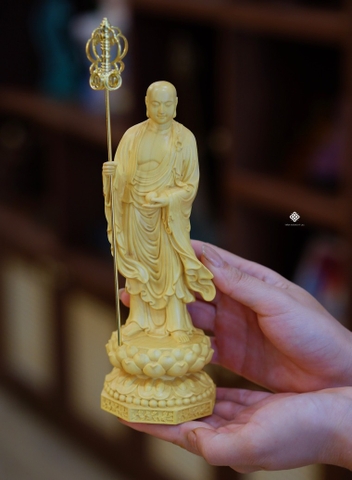 Tượng Địa Tạng Bồ tát gỗ hoàng dương 20cm