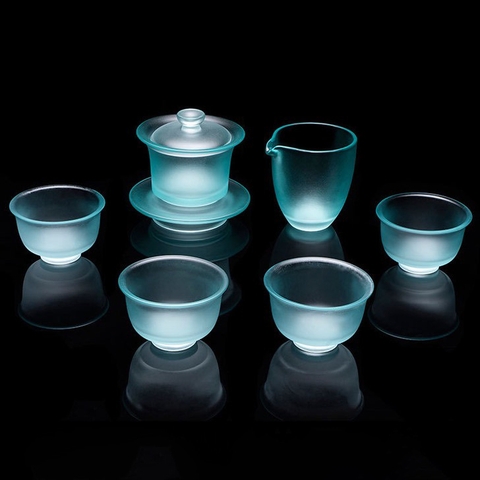 Bộ thưởng trà lưu ly ngọc bích