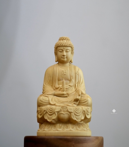 Tượng Đức Phật Dược Sư gỗ hoàng dương 13.5cm