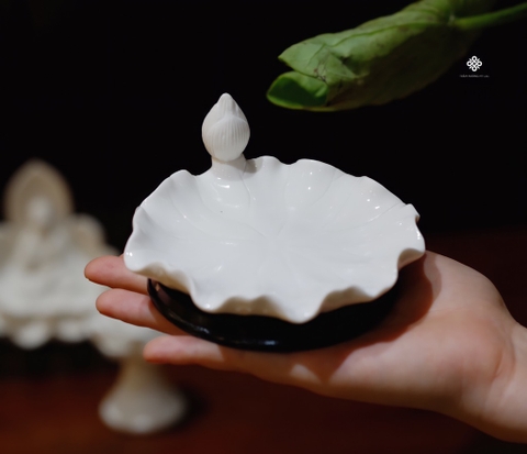 Đĩa lá sen sứ trắng 11.5cm