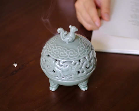 Lư gốm Chu Tước thanh vân