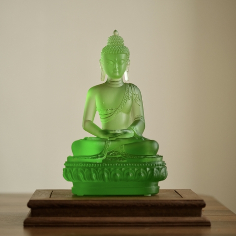 Tượng Đức Phật Dược Sư lưu ly xanh lá 20.5cm