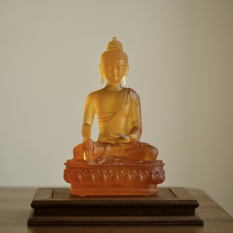 Tượng Đức Phật Dược Sư lưu ly vàng 20.5cm
