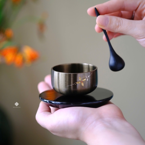 Chuông đồng Zuiryu Nhật Bản khắc hoa 5.6cm