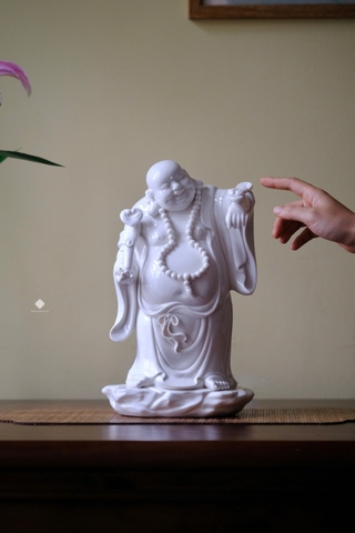 Tượng Đức Phật Di Lặc phúc hỷ sứ trắng