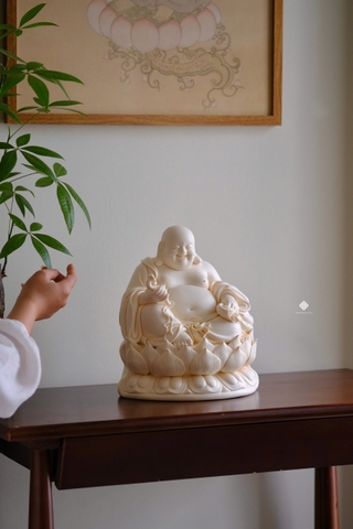 Tượng Đức Phật Di Lặc an lạc sứ vàng 30cm