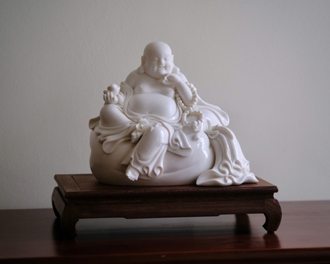 Tượng Đức Phật Di Lặc cát thịnh sứ trắng 22cm