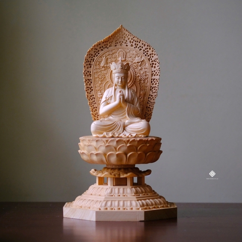 Tượng Địa Tạng Bồ Tát gỗ bách 29cm